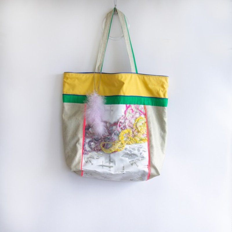 oriental tote bag - Handbags & Totes - Cotton & Hemp Yellow