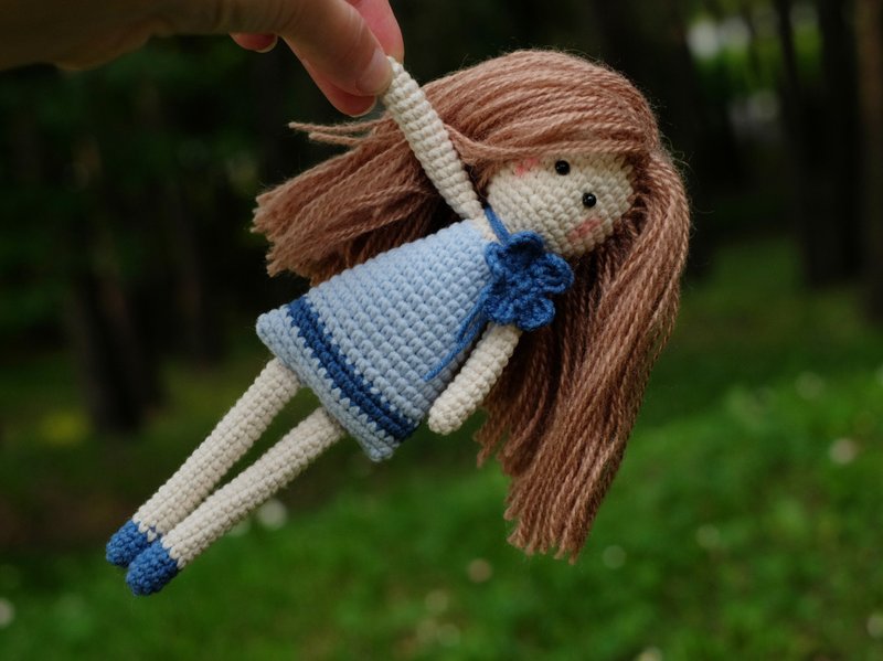 Crochet doll Birthday gift - ของเล่นเด็ก - งานปัก สีน้ำเงิน