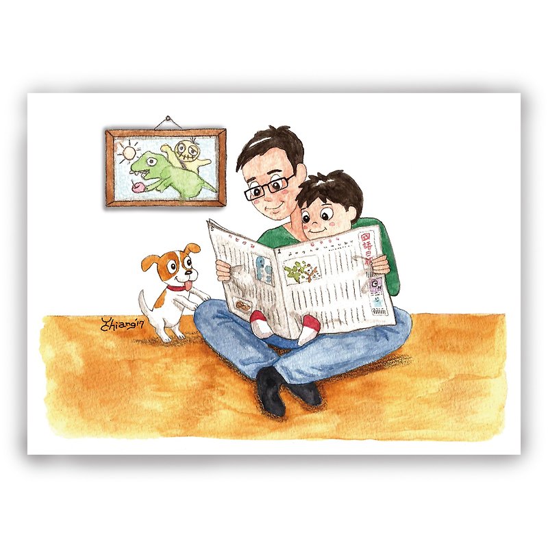 Father's Day-hand-painted illustrations father card/universal card/postcard/card/illustration card-parent-child time - Cards & Postcards - Paper 