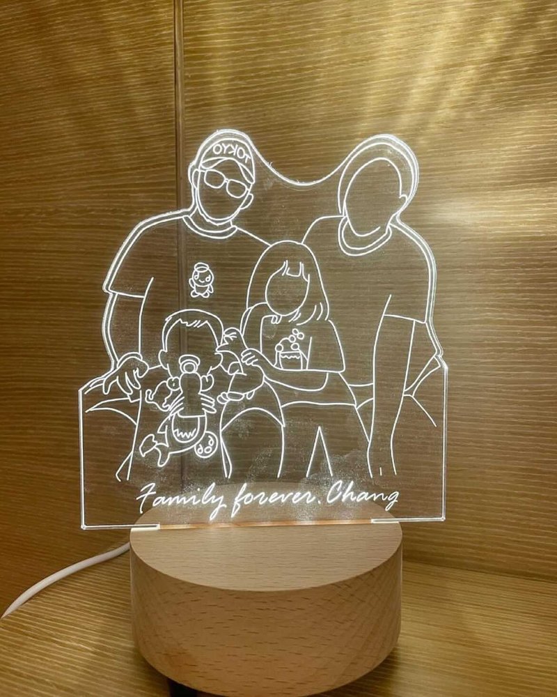 The most cherished parent-child time [texture line] Log Led night light Bluetooth speaker customized night light - Lighting - Wood Orange