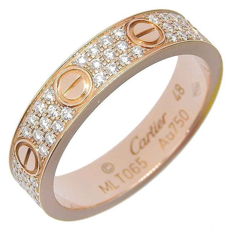 【日本直送】カルティエ CARTIER ミニラブリング 8号 リング フルパヴェ B4085848 K18PG×ダイヤモンド 約3.5g レディース【中古】 - 戒指 - 貴金屬 金色