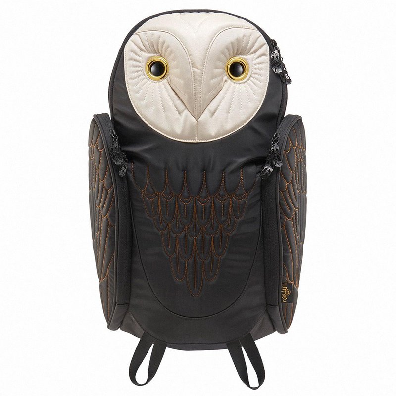 Morn Creations Genuine Barn Owl Backpack - Black (L) - Backpacks - Nylon Black