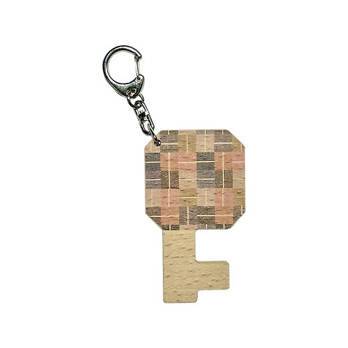 PRINT+SHAPE 木質手機架鑰匙圈 方格 客製化禮物 鑰匙包 手機支架 雷射雕刻
