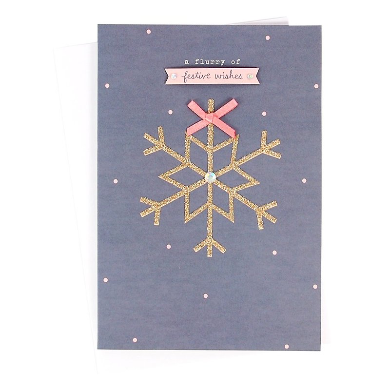閃閃金色雪花 耶誕卡片【Hallmark-卡片 聖誕節系列】 - 心意卡/卡片 - 紙 藍色