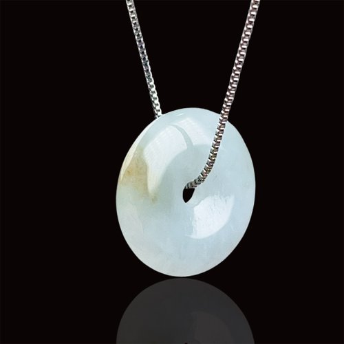 瓔珞珠寶盒 E.L.Jewelry Box 【願‧平安】冰種飄黃翡翠平安扣項鍊 | 天然緬甸玉A貨翡翠 |送禮