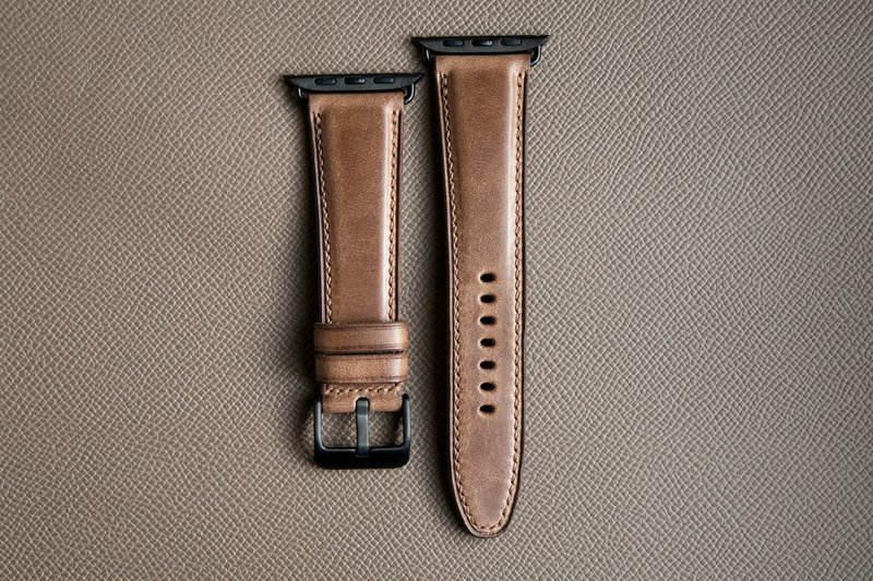 Apple Watch Band of Horween leather Chromexcel in Natural color (MTO) - 錶帶 - 真皮 咖啡色
