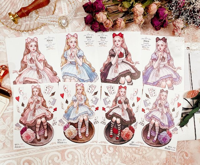 海外ステッカーY86】hwara様 女の子 人物ステッカー 廃盤入り