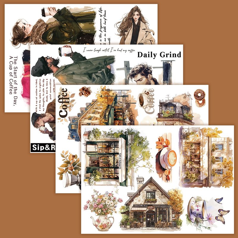 Autumnal atmosphere Cafe 1 package - White Printed PET (philip's store) - สติกเกอร์ - กระดาษ หลากหลายสี