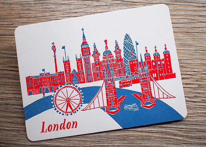 旅遊活版印刷明信片-倫敦 - 心意卡/卡片 - 紙 多色