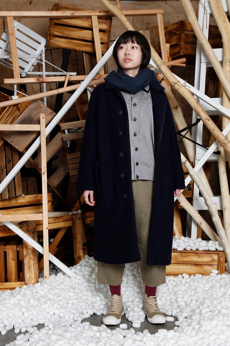 Native _ linear geometric wool cotton jacket - Women's Casual & Functional Jackets - Wool Gray