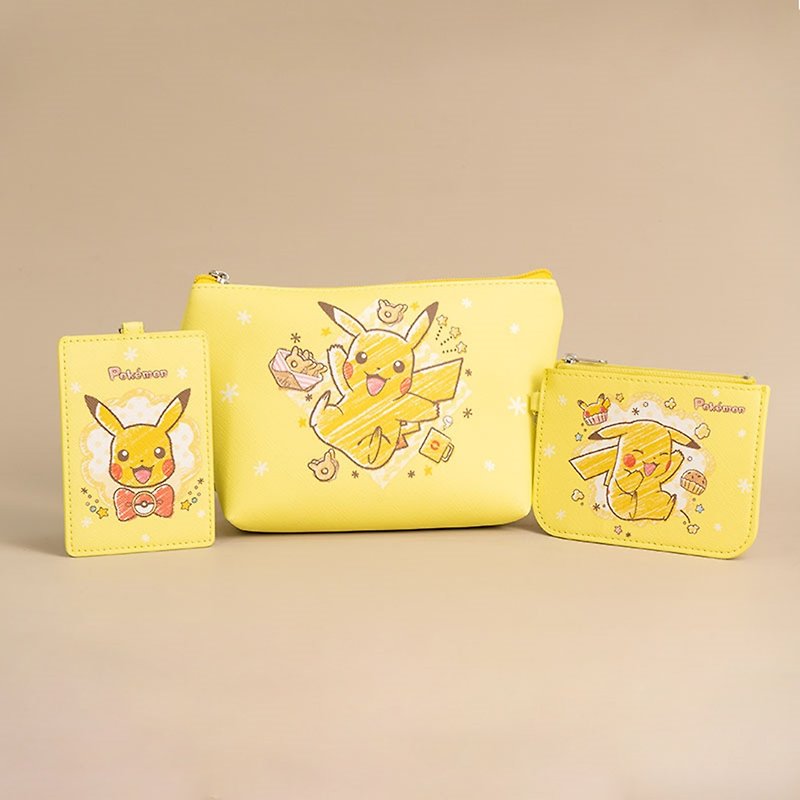Pokemon Pokemon Pikachu Crayon Drawing Series (Cosmetic Bag/Ticket Card Holder/Coin Purse) - Coin Purses - Other Materials Multicolor