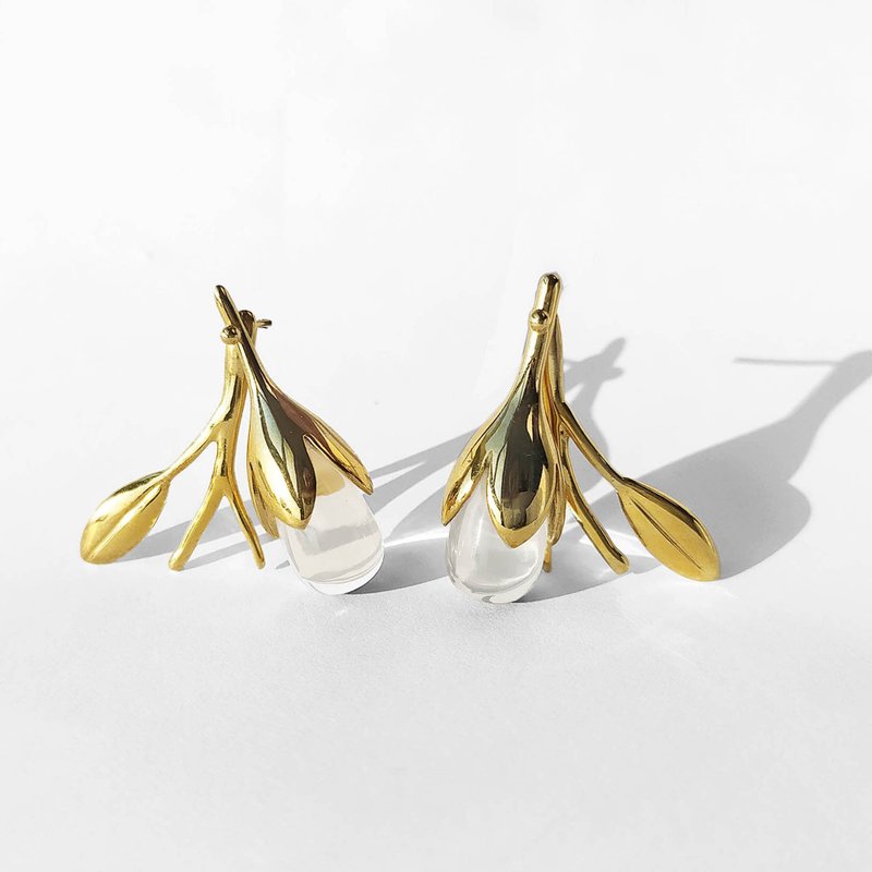 【雙11折扣】Silver Earrings , Quartz earrings, stud earrings ,dew drop - 耳環/耳夾/耳骨夾 - 純銀 