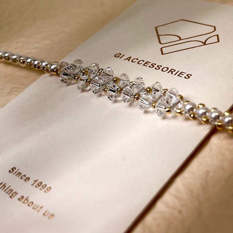 GI designer moonlight river sterling silver injection gold transshipment Stone natural spar - Bracelets - Pearl Khaki