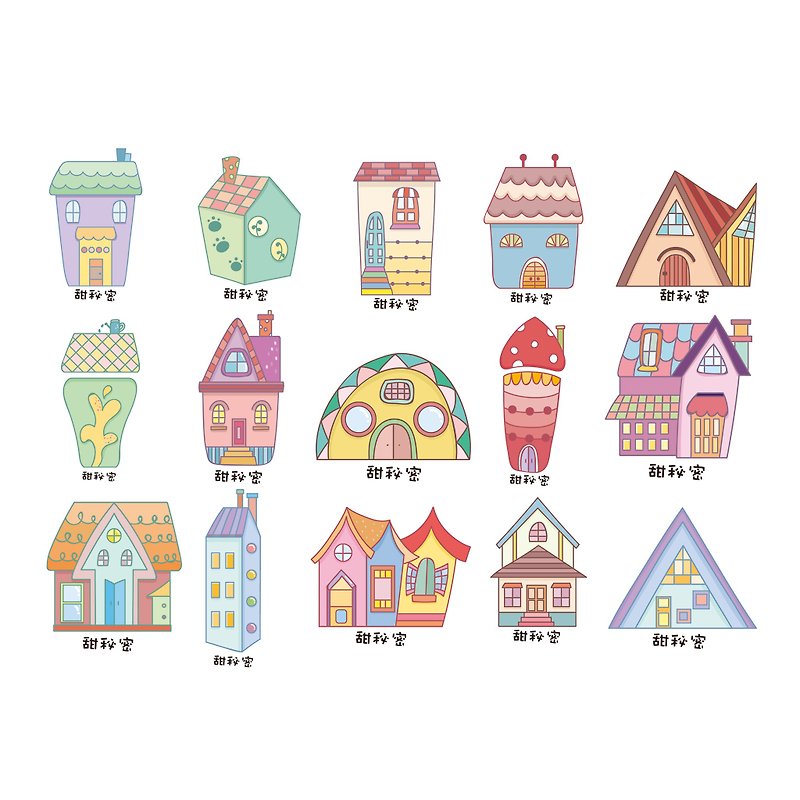 45 entertained name stickers / house models - Stickers - Paper 