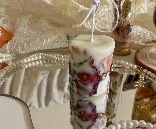 DIY Decoupaged Candle with Dried Flower