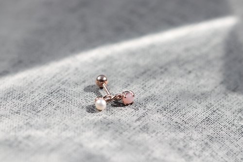 CHARIS GRACE 純14K Pearl Opal Piercing 珍珠蛋白石鎖珠耳環 (單個)