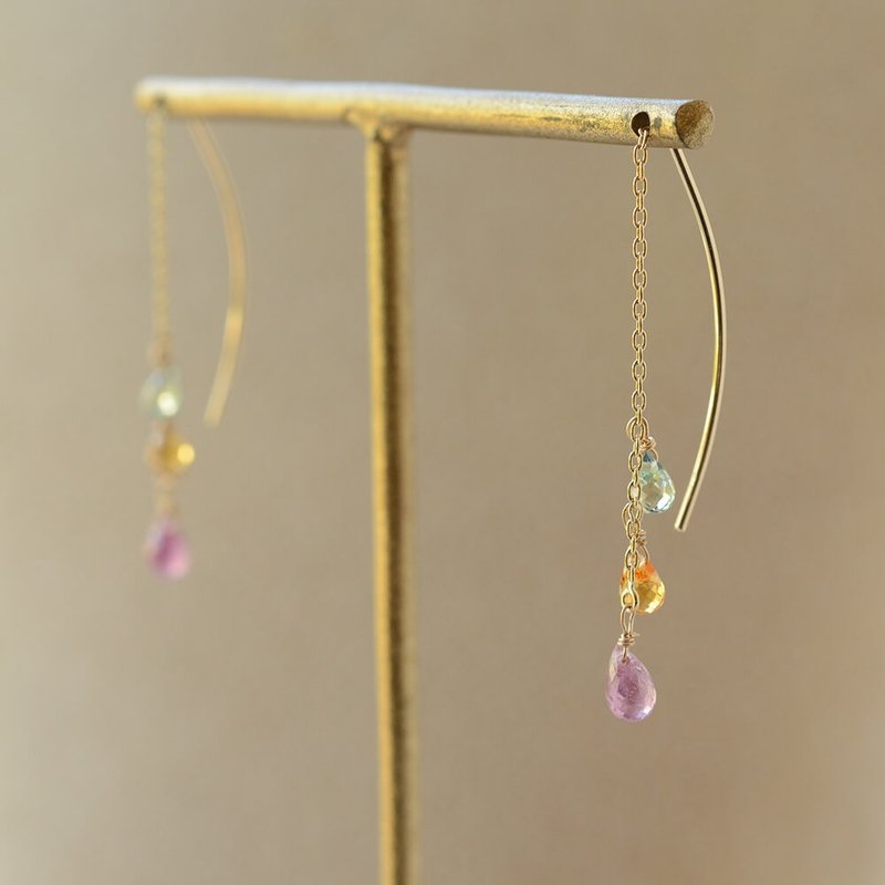 Fancy sapphire chain earrings - ต่างหู - เครื่องเพชรพลอย 