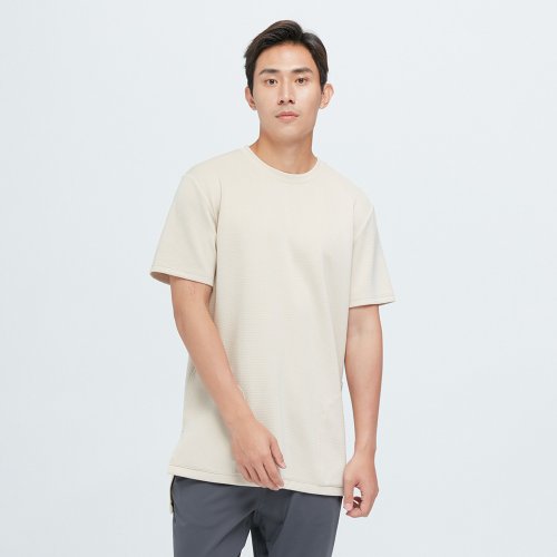 VOUX 抗菌透氣開衩抽繩長版上衣(男)-暖木棕