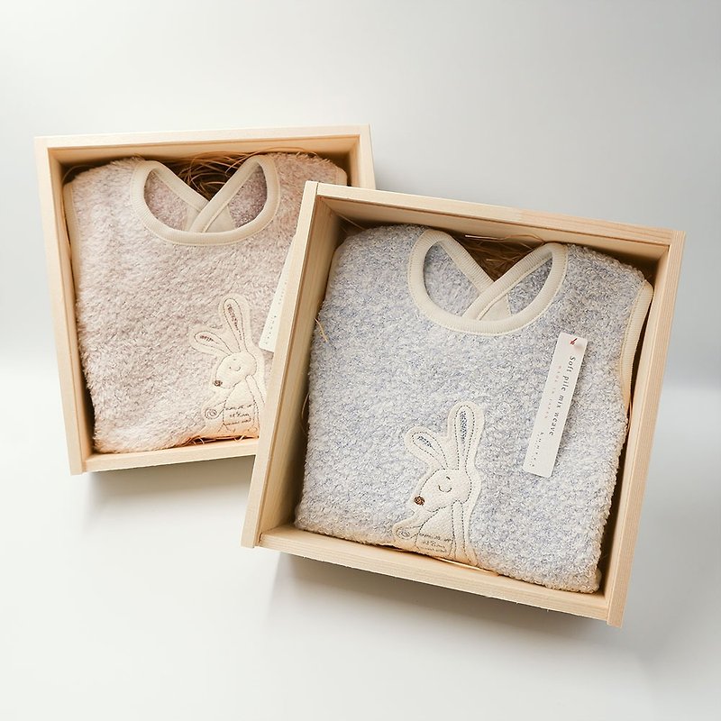 【kontex】Japan Imabari Rabbit Bib - Commemorative Wooden Box (Engrave Name) - Baby Gift Sets - Cotton & Hemp Multicolor