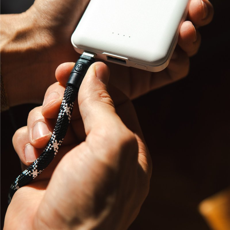 Charry Charging Cable & Phone Strap 2 in 1- Black & White (The Charlie) - Chargers & Cables - Other Materials Black