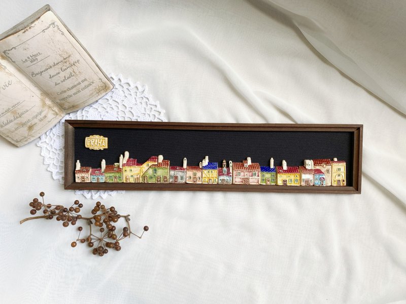 【好日戀物】捷克布拉格vintage/antique陶製小屋小房子掛框擺飾 - 擺飾/家飾品 - 陶 多色