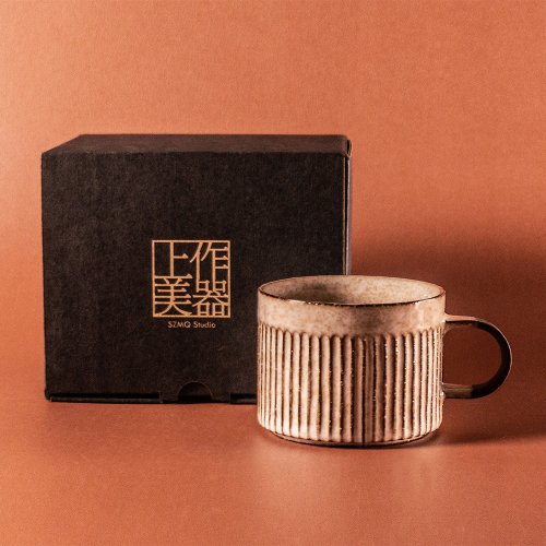 上作美器 直紋馬克杯250ml(三次燒)
