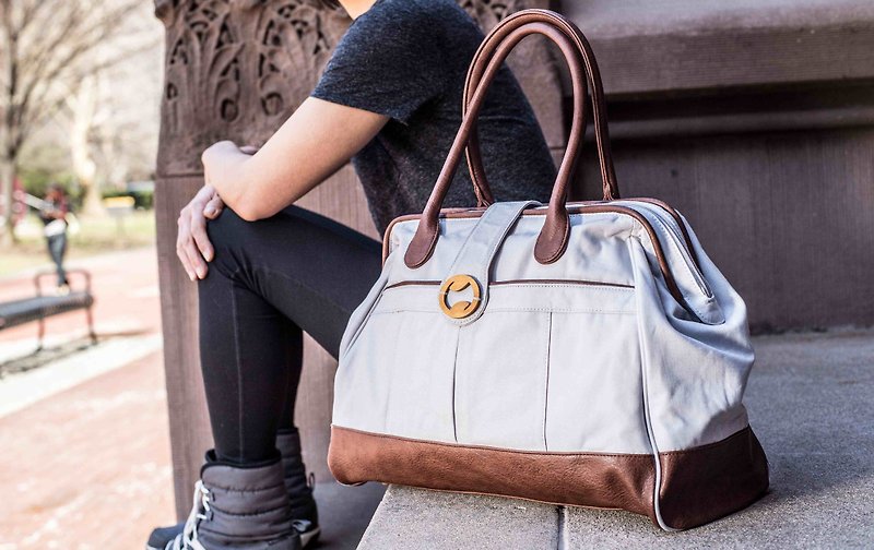 Travel Bag and Weekender Duffel | Eco Organic Cotton & Vegan Leather - Handbags & Totes - Eco-Friendly Materials Gray