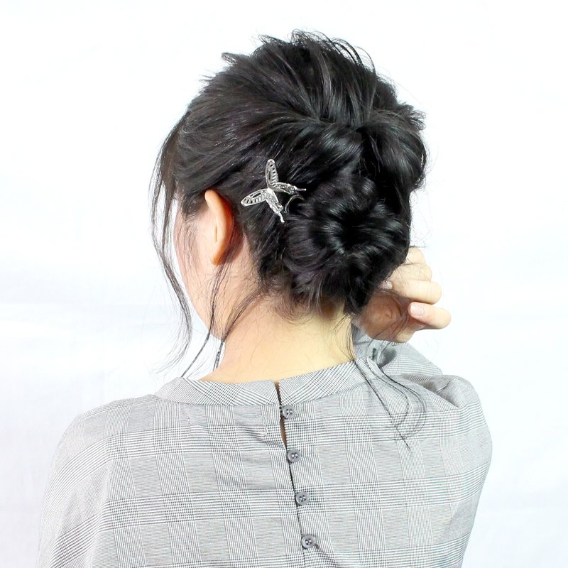 KANZASHI Hair pin  【Butterfly / Queen】 - 髮夾/髮圈 - 其他金屬 銀色