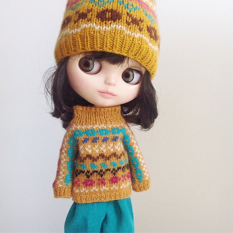Sweater handmade for Blythe. Blythe knitted   sweater. Blythe doll clothes - Stuffed Dolls & Figurines - Wool Multicolor