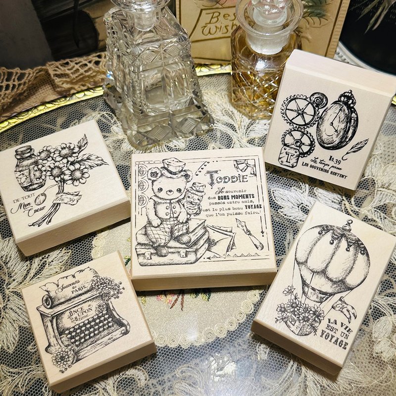 Toddie Vintage Maple Wood Stamp Collection【Wonderful Journey】 - Stamps & Stamp Pads - Wood Brown