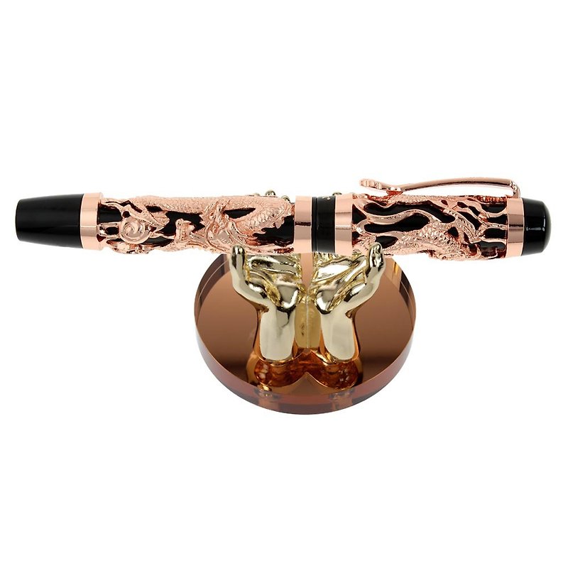 ARTEX Seal Rose Gold Dragon Pen + Gold Hands Pen Stylus Gift Box - Fountain Pens - Copper & Brass Gold