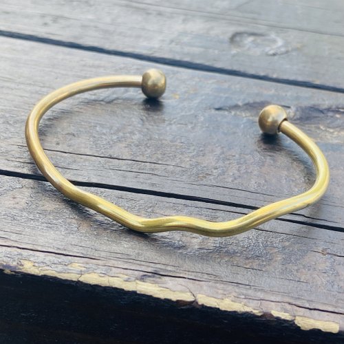 鍬鍬手作銀飾 黃銅 波浪 珠珠 手環 S253