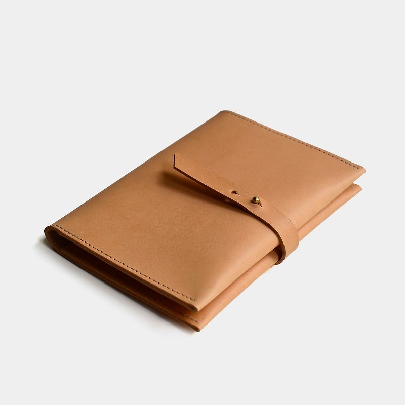 [Blank Entry Permit] Vegetable Tanned Cowhide Passport Cover Original Color Leather Passport Holder Bronze Buckle Lettering - Passport Holders & Cases - Genuine Leather Khaki