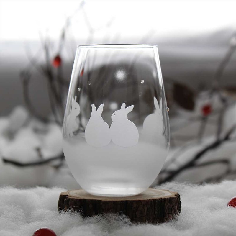 [Snow rabbits] Rabbit motif tumbler glass (option sold separately) - Cups - Glass Transparent
