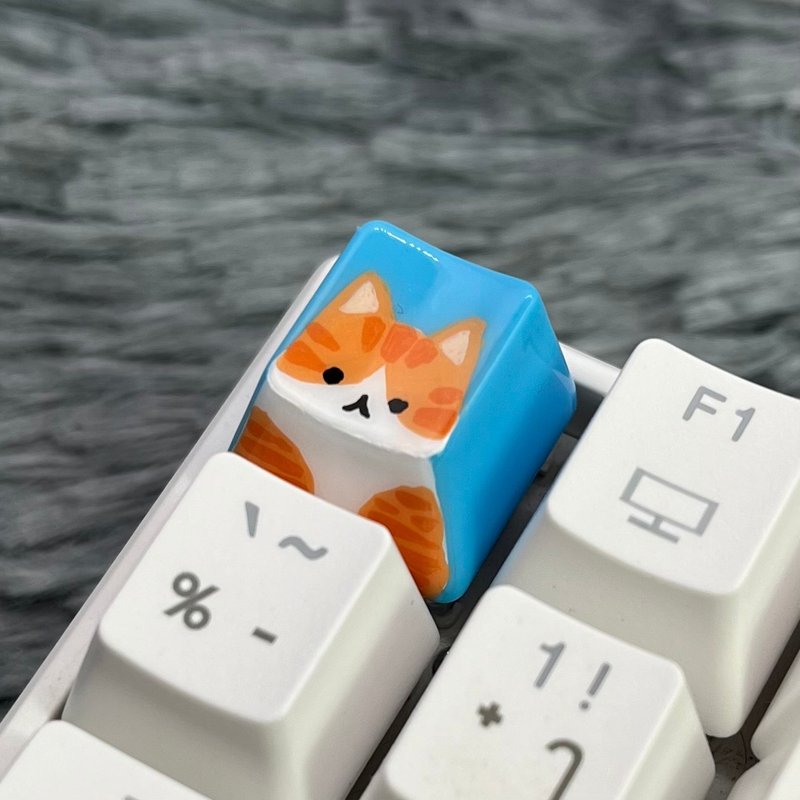 OEM Keycap ginger and white cat-blue - 電腦配件 - 塑膠 藍色