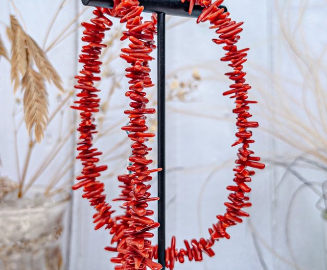 天然 枝珊瑚ネックレス 赤珊瑚 天然 枝 ペンダント ネックレス 無染色 地中海紅珊瑚