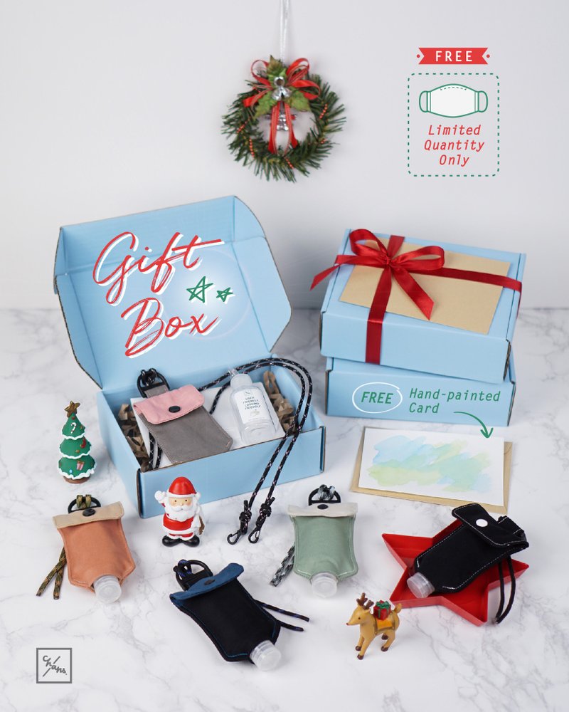 Gift Box | Handmade Hand Sanitizer Holder & Face Mask Holder - 手機掛繩/背帶 - 棉．麻 