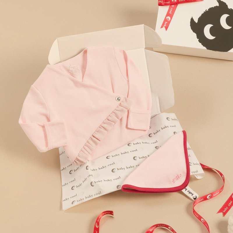 客製化姓名 新生兒禮物 荷葉搖擺新生兒包屁衣 彌月禮 有機棉童裝 - 包屁衣/連身衣 - 棉．麻 粉紅色