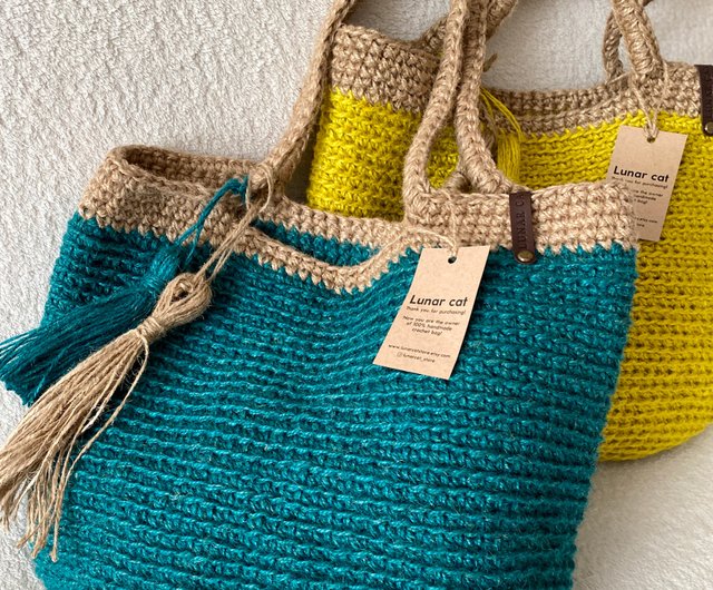 Digital PDF PATTERN Crochet Jute Bag New York Jute Bag Pattern Shop LunarCat DIY Tutorials Reference Materials Pinkoi