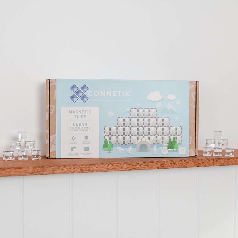 Australian Connetix transparent magnetic building blocks-rectangular refill set (12pc) - Kids' Toys - Plastic 