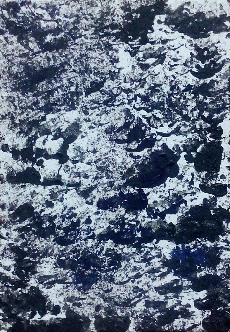 Stone Road / A6 original abstract painting - การ์ด/โปสการ์ด - กระดาษ สีเทา
