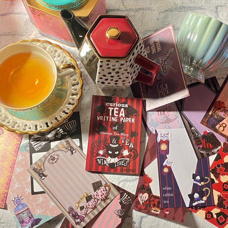 Black Cat Shopkeeper's Strange Tea Shop's Strange Tea 52 Pattern Memo Pad - Envelopes & Letter Paper - Paper Multicolor