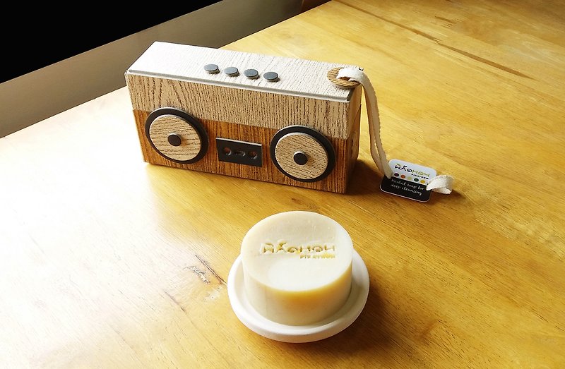 Gift set soap - Portable retro radio - Brown+Wood 5 - Soap - Paper 