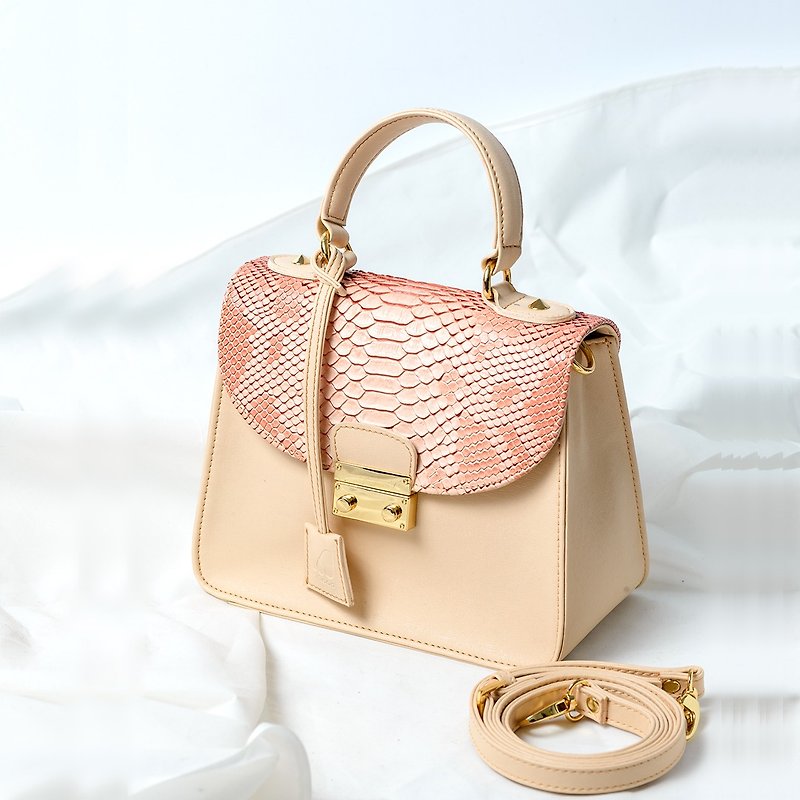 Cross Body Handbag - Handbags & Totes - Faux Leather Pink