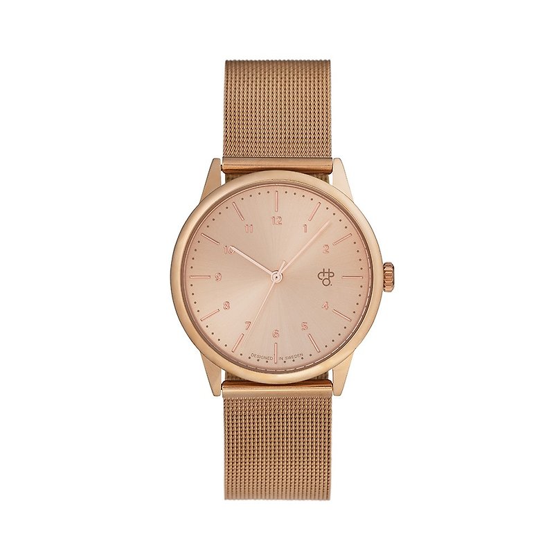 瑞典品牌 - Rawiya系列 玫瑰金錶盤 - 玫瑰金米蘭帶可調式 手錶 - 男裝錶/中性錶 - 不鏽鋼 粉紅色
