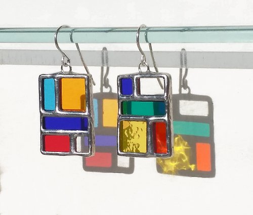 GlassBallad ステンドグラスピアス Stained glass earrings Multicolor earrings