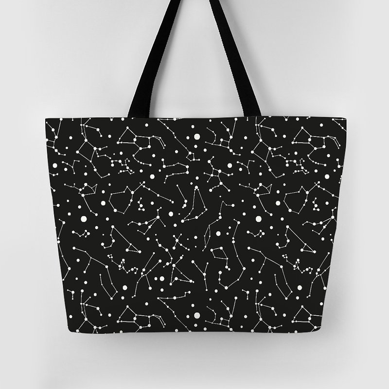 Star constellation Constellation / splash-proof shoulder shopping bag - Messenger Bags & Sling Bags - Other Materials Black