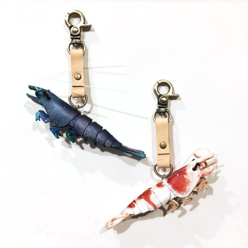 選皮革 革物工作室 原創動物系列 水晶蝦(水族蝦) 吊飾掛扣皮件皮雕