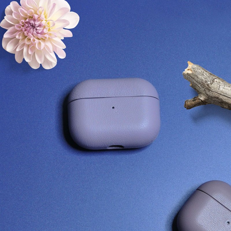 AirPods 4/3/Pro/Pro2 真皮 耳機保護套 配色 薰衣草 客製刻字 - 耳機/藍牙耳機 - 真皮 紫色