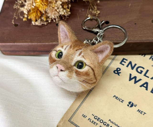 カスタマイズ可能】ウールフェルト手作りリアルペット短毛オレンジ猫